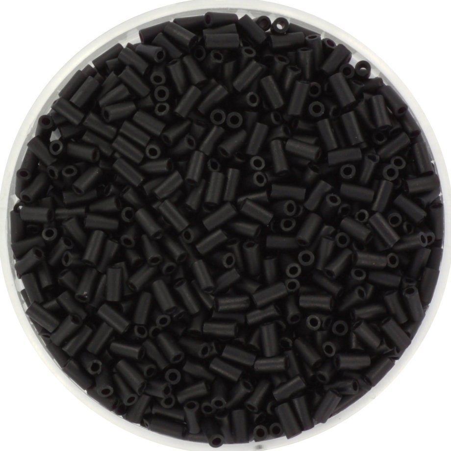 Miyuki bugles 3mm, opaque matte black, color 401F, beads from japan, tube shaped beads, long beads, japanese beads