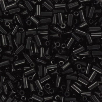 Miyuki bugles 3mm, opaque black, color 401, beads from japan, tube shaped beads, long beads, japanese beads