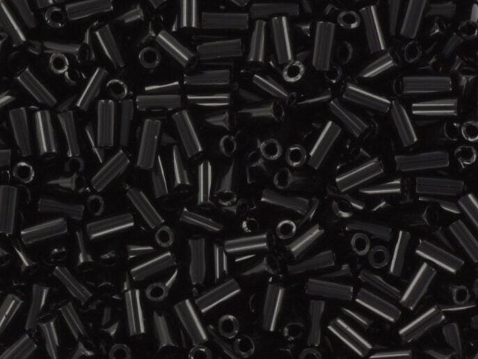 Miyuki bugles 3mm, opaque black, color 401, beads from japan, tube shaped beads, long beads, japanese beads