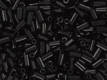 Miyuki bugles 3mm, opaque black, color 401, beads from japan, tube shaped beads, long beads, japanese beads