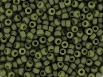 Miyuki seed beads 11/0, opaque matte olive 2318 10g, Miyuki dark green, japanese beads, 2mm small beads, matte dark green seed beads