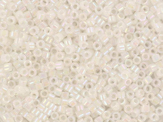 Miyuki Delica beads opaque ab white pearl, 5g 11/0 color DB 202, cylindrical beads, Miyuki white beads, Miyuki white luster