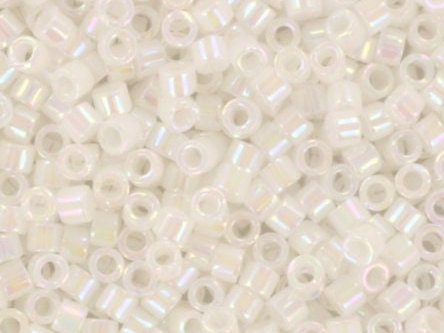 Miyuki Delica beads opaque ab white pearl, 5g 11/0 color DB 202, cylindrical beads, Miyuki white beads, Miyuki white luster