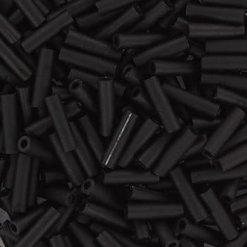 Miyuki bugles 6mm, opaque matte black, color 401F, beads from japan, tube shaped beads, long beads, japanese beads