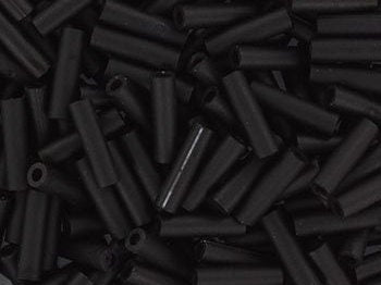 Miyuki bugles 6mm, opaque matte black, color 401F, beads from japan, tube shaped beads, long beads, japanese beads