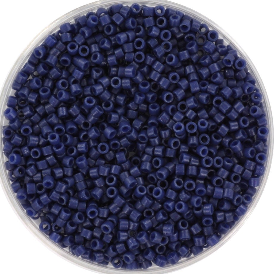 Miyuki Delica beads duracoat opaque dyed navy blue, 5g 11/0 color DB 2143, cylindrical beads, Miyuki opaque blue DB2143, Delicas dark blue