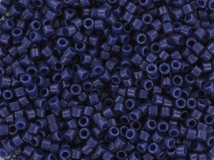 Miyuki Delica beads duracoat opaque dyed navy blue, 5g 11/0 color DB 2143, cylindrical beads, Miyuki opaque blue DB2143, Delicas dark blue