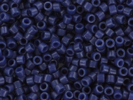 Miyuki Delica beads duracoat opaque dyed navy blue, 5g 11/0 color DB 2143, cylindrical beads, Miyuki opaque blue DB2143, Delicas dark blue