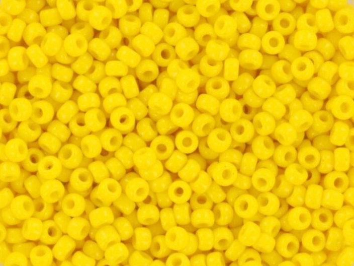 10g Miyuki seed beads 11/0, opaque dark yellow 404D, japanese beads, color yellow beads, size 2mm