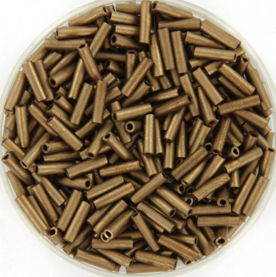 Miyuki bugles 6mm, metallic matte dark bronze, color 2006, beads from japan, tube shaped beads, long beads, japanese beads