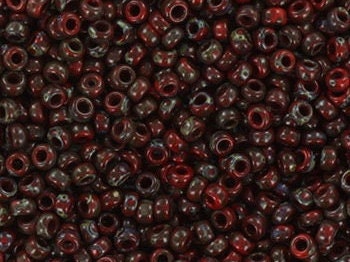 Miyuki seed beads 11/0, opaque picasso red 4513 10g, japanese beads, 2mm small beads, marbled red seed beads