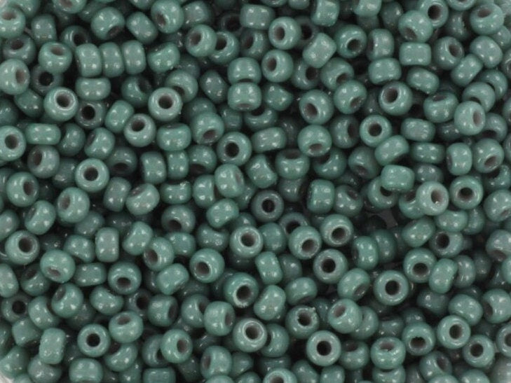 10g Miyuki seed beads 11/0, duracoat opaque eucalyptus 4481, japanese beads, dark green rocailles, size 2mm, Miyuki teal beads