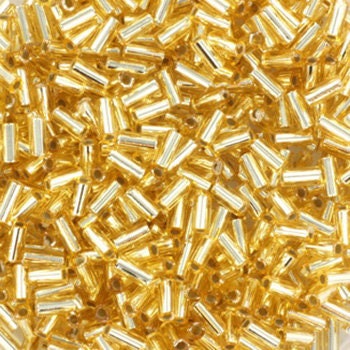 Miyuki bugles 3mm, silverlined gold, color 3, beads from japan, tube shaped beads, long beads, japanese beads