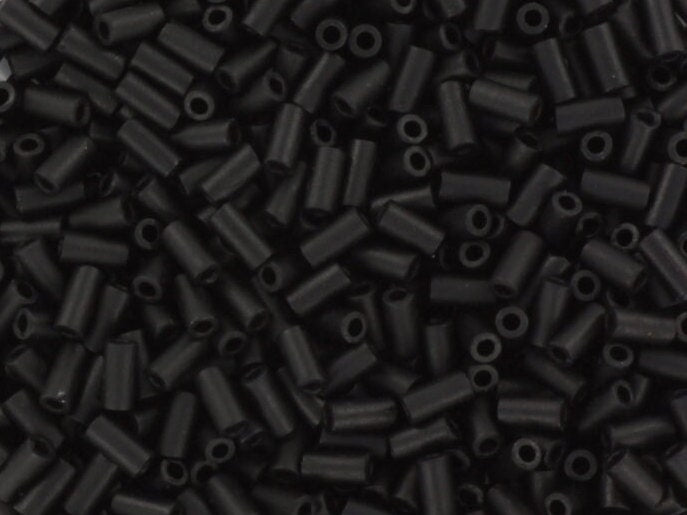 Miyuki bugles 3mm, opaque matte black, color 401F, beads from japan, tube shaped beads, long beads, japanese beads