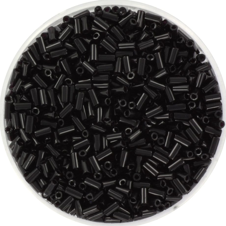 Miyuki bugles 3mm, opaque black, color 401, beads from japan, tube shaped beads, long beads, japanese beads