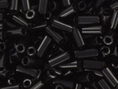 Miyuki bugles 3mm, opaque black, color 401, beads from japan, tube shaped beads, long beads, japanese beads