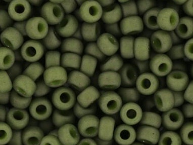 Miyuki seed beads 11/0, opaque matte olive 2318 10g, Miyuki dark green, japanese beads, 2mm small beads, matte dark green seed beads