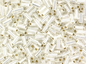 Miyuki bugles 3mm, silverlined crystal, color 1, beads from japan, tube shaped beads, long beads, japanese beads