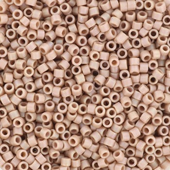 Miyuki Delica beads opaque glazed frosted lavender, 5g 11/0 DB2305, cylindrical beads, matte luster beige, dark beige, light brown