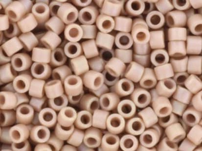 Miyuki Delica beads opaque glazed frosted lavender, 5g 11/0 DB2305, cylindrical beads, matte luster beige, dark beige, light brown