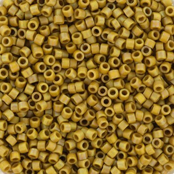 Miyuki Delica beads opaque glazed frosted honey bee, 5g 11/0 DB2303, cylindrical beads, matte luster brown, dark yellow, light brown