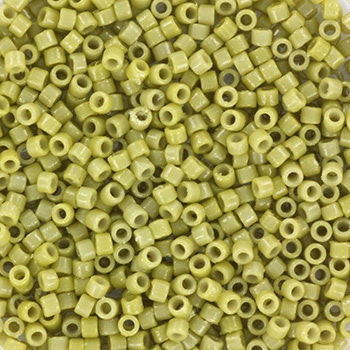 Miyuki Delica beads duracoat opaque dyed cactus, 5g 11/0 DB2124, cylindrical beads, DB 2124 miyuki delica green, light green beads