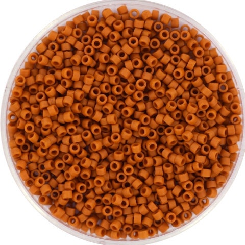 Miyuki Delica beads opaque glazed frosted burnt orange, 5g 11/0 DB2287, cylindrical beads, DB 2287 miyuki delica orange, matte brown