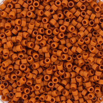 Miyuki Delica beads opaque glazed frosted burnt orange, 5g 11/0 DB2287, cylindrical beads, DB 2287 miyuki delica orange, matte brown