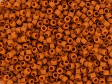 Miyuki Delica beads opaque glazed frosted burnt orange, 5g 11/0 DB2287, cylindrical beads, DB 2287 miyuki delica orange, matte brown