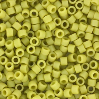 Miyuki Delica beads opaque glazed frosted honeydew, 5g 11/0 DB2290, cylindrical beads, DB 2290 miyuki delica green, matte light green