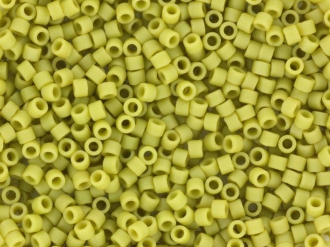 Miyuki Delica beads opaque glazed frosted honeydew, 5g 11/0 DB2290, cylindrical beads, DB 2290 miyuki delica green, matte light green