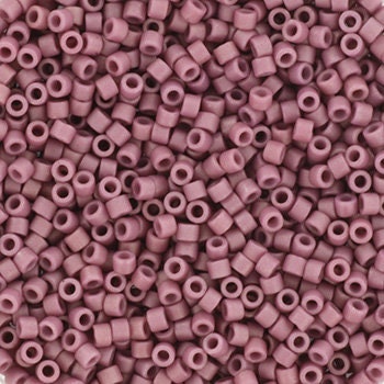 Miyuki Delica beads opaque glazed frosted plum, 5g 11/0 DB2295, cylindrical beads, DB 2295 miyuki delica purple, matte lilac