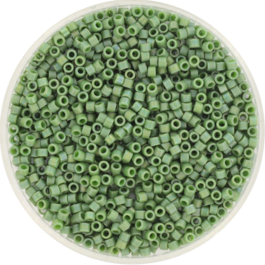 Miyuki Delica beads opaque glazed frosted shamrock, 5g 11/0 DB2312, cylindrical beads, DB 2312 miyuki delica green, matte light green