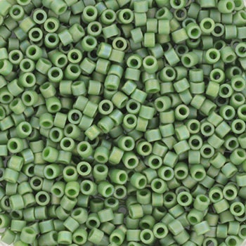 Miyuki Delica beads opaque glazed frosted shamrock, 5g 11/0 DB2312, cylindrical beads, DB 2312 miyuki delica green, matte light green