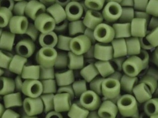 Miyuki Delica beads opaque glazed frosted dark green, 5g 11/0 DB2291, cylindrical beads, DB 2291 miyuki delica green, matte green