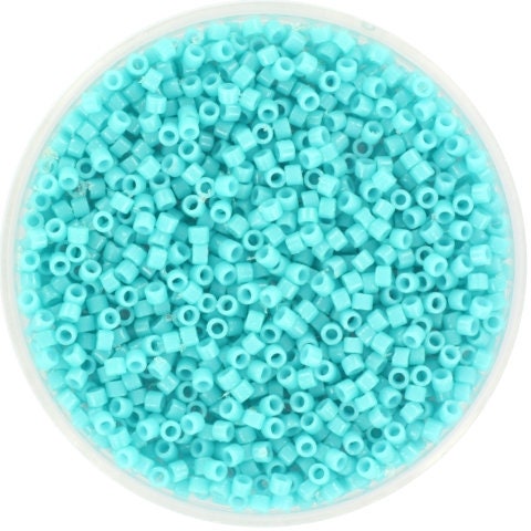 Miyuki Delica beads duracoat opaque dyed underwater blue, 5g 11/0 color DB 2130, cylindrical beads, Miyuki DB2130, Miyuki Delica Blue