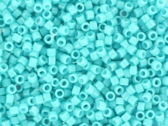 Miyuki Delica beads duracoat opaque dyed underwater blue, 5g 11/0 color DB 2130, cylindrical beads, Miyuki DB2130, Miyuki Delica Blue