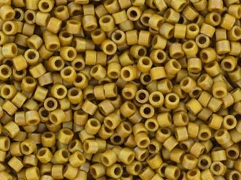 Miyuki Delica beads opaque glazed frosted honey bee, 5g 11/0 DB2303, cylindrical beads, matte luster brown, dark yellow, light brown