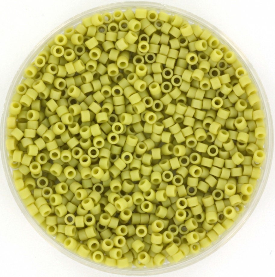 Miyuki Delica beads opaque glazed frosted honeydew, 5g 11/0 DB2290, cylindrical beads, DB 2290 miyuki delica green, matte light green