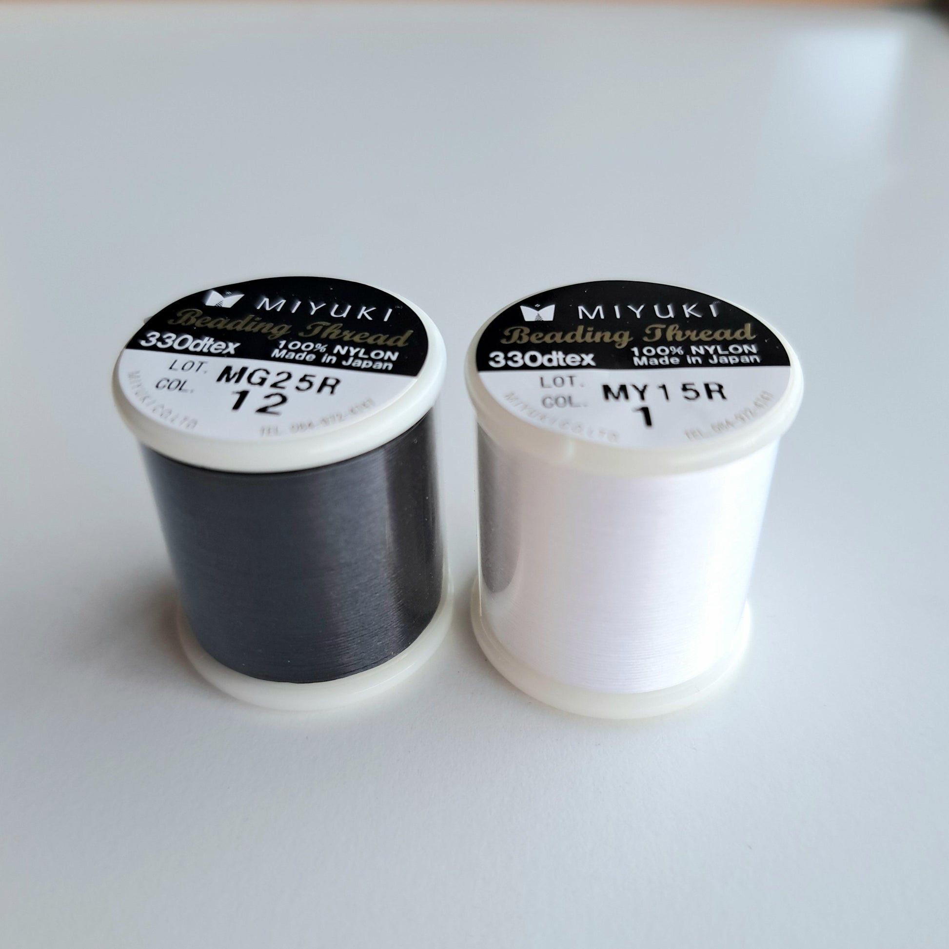 Miyuki beading thread, 0.2mm white nylon thread, black nylon thread