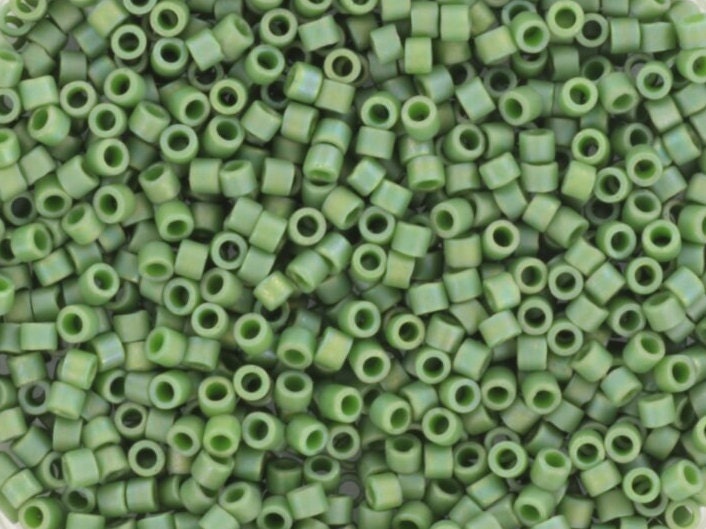 Miyuki Delica beads opaque glazed frosted shamrock, 5g 11/0 DB2312, cylindrical beads, DB 2312 miyuki delica green, matte light green