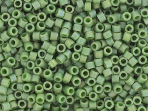 Miyuki Delica beads opaque glazed frosted shamrock, 5g 11/0 DB2312, cylindrical beads, DB 2312 miyuki delica green, matte light green