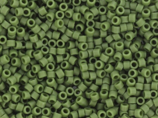 Miyuki Delica beads opaque glazed frosted dark green, 5g 11/0 DB2291, cylindrical beads, DB 2291 miyuki delica green, matte green