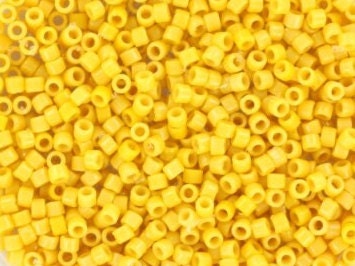 Miyuki Delica beads duracoat opaque dyed banana yellow, 5g 11/0 DB2102, cylindrical beads, 1.6mm beads, light orange Miyuki, DB 2102