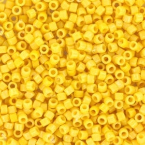 Miyuki Delica beads duracoat opaque dyed banana yellow, 5g 11/0 DB2102, cylindrical beads, 1.6mm beads, light orange Miyuki, DB 2102