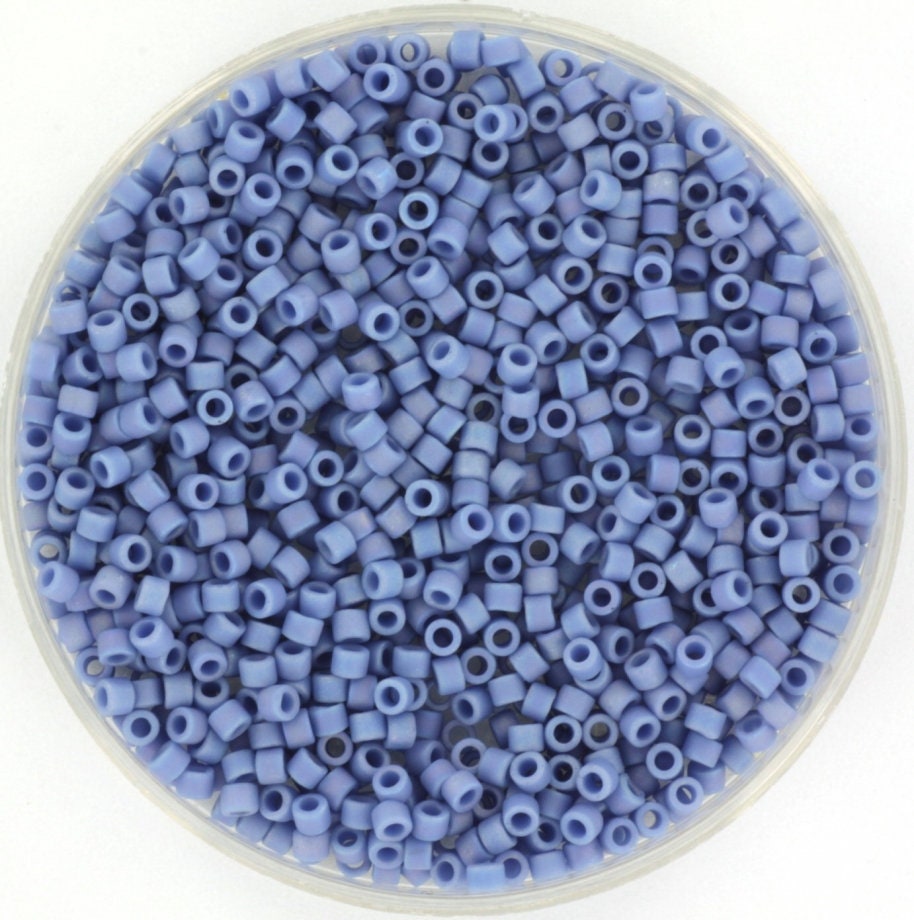 Miyuki Delica beads opaque glazed frosted rainbow soft blue, 5g 11/0 DB2318, cylindrical beads, matte luster blue 2318