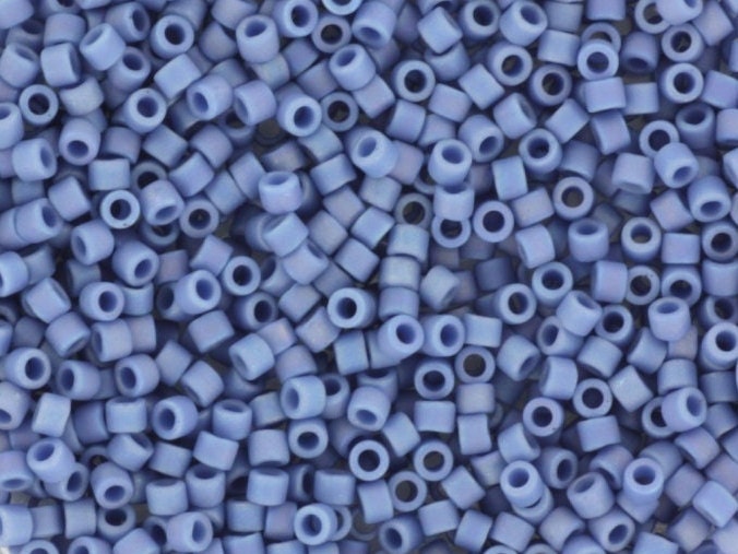 Miyuki Delica beads opaque glazed frosted rainbow soft blue, 5g 11/0 DB2318, cylindrical beads, matte luster blue 2318