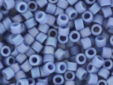 Miyuki Delica beads opaque glazed frosted rainbow soft blue, 5g 11/0 DB2318, cylindrical beads, matte luster blue 2318