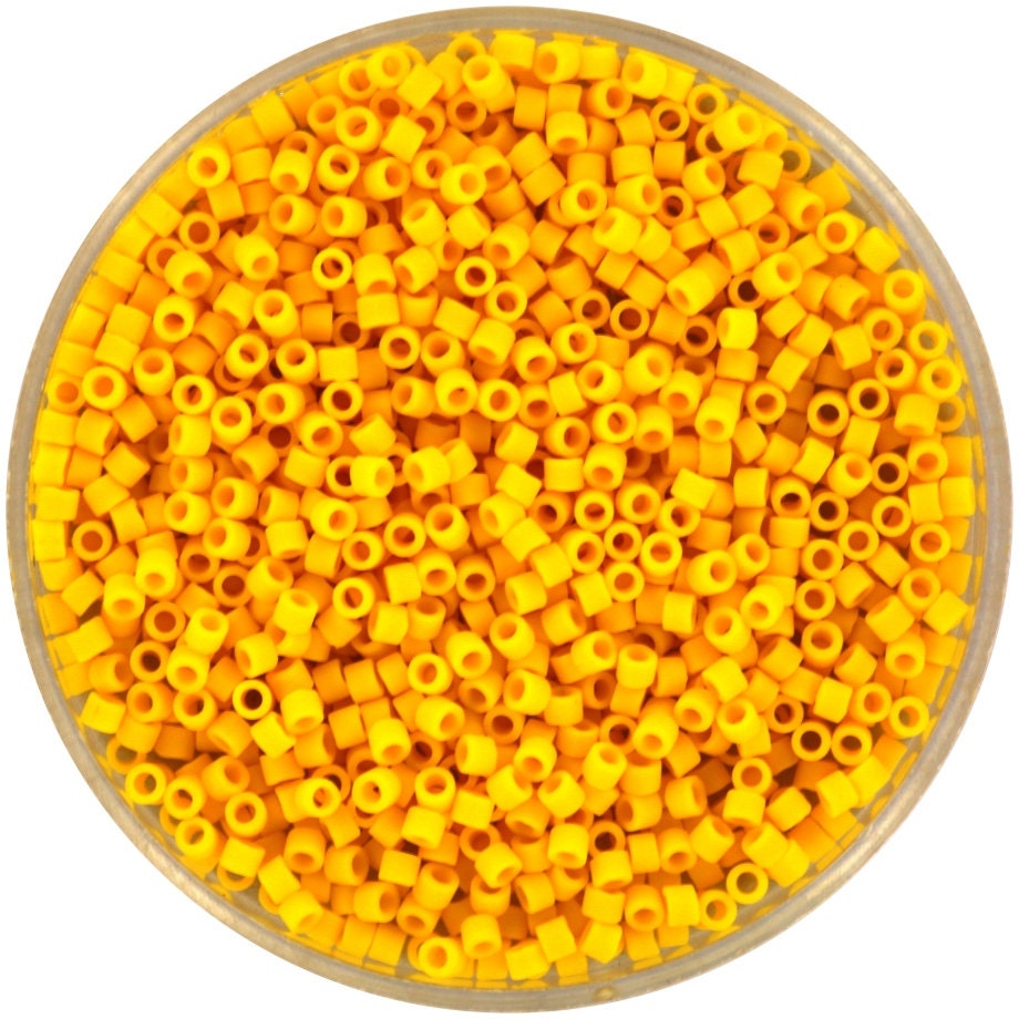 Miyuki Delica beads opaque matte canary, size 11/0 color DB1582, Japanese beads, cylindrical beads, Miyuki yellow, Miyuki DB 1582