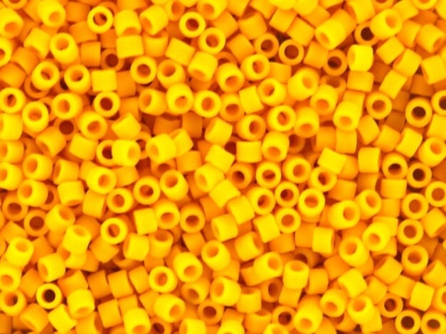 Miyuki Delica beads opaque matte canary, size 11/0 color DB1582, Japanese beads, cylindrical beads, Miyuki yellow, Miyuki DB 1582